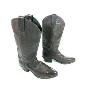 Dan Post Burgundy Leather Pull On Boots Men's 8 M